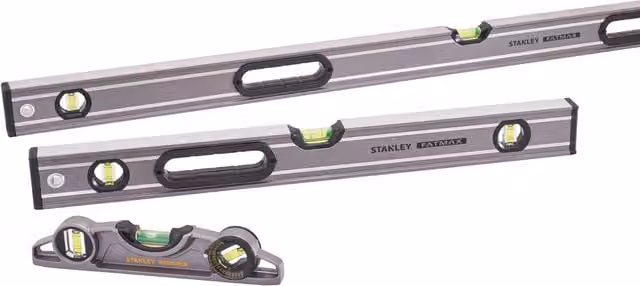 Stanley FatMax 3 Piece Pro Spirit Level Set in Green and Grey, Aluminium, W: 120 cm, 60 cm & 25 cm
