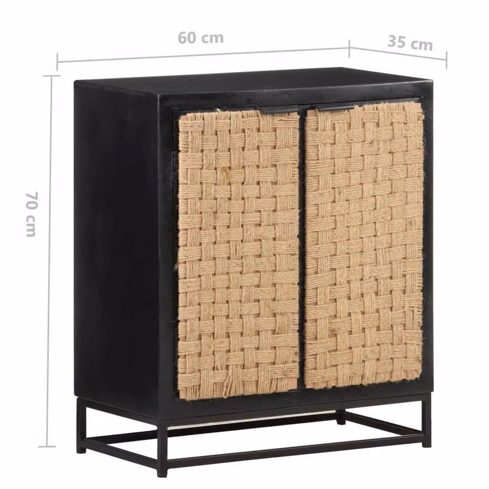 Berkfield Home Black Solid Mango Wood Sideboard W/D/H: 60 x 35 x 70 cm – 5