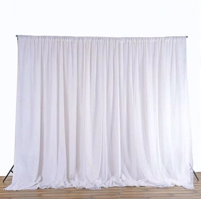NESTLUNE White Ice Silk Backdrop Curtain for Wedding and Bridal Stages – 1