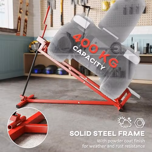 HOMCOM Folding Ride On Lawn Mower Jack Lift, Red Steel – 3