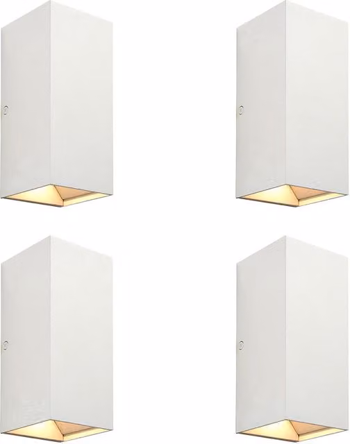 Loops 4 Pack Twin Outdoor Rectangular Wall Light in Matt White with CCT LED and Up/Down Lighting