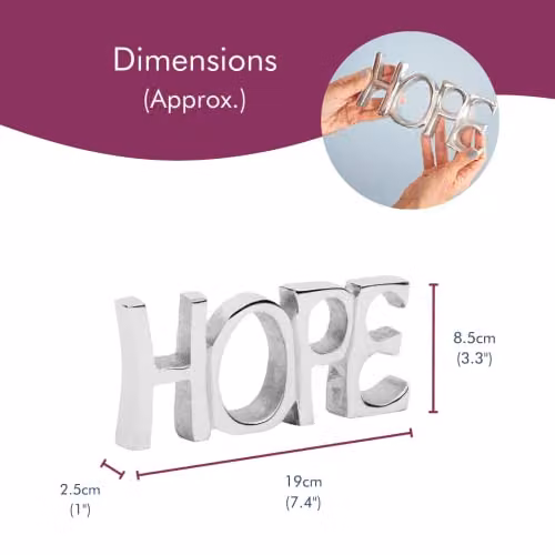 Paper High Reclaimed Metal Hope Sign in Silver, W: 19 cm x H: 8.5 cm – 4