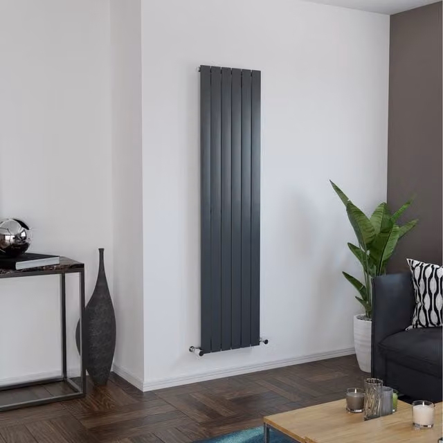 Agadon Vertical Flat Panel Designer Steel Radiator in Anthracite Grey, H: 180 cm, W: 44.5 cm