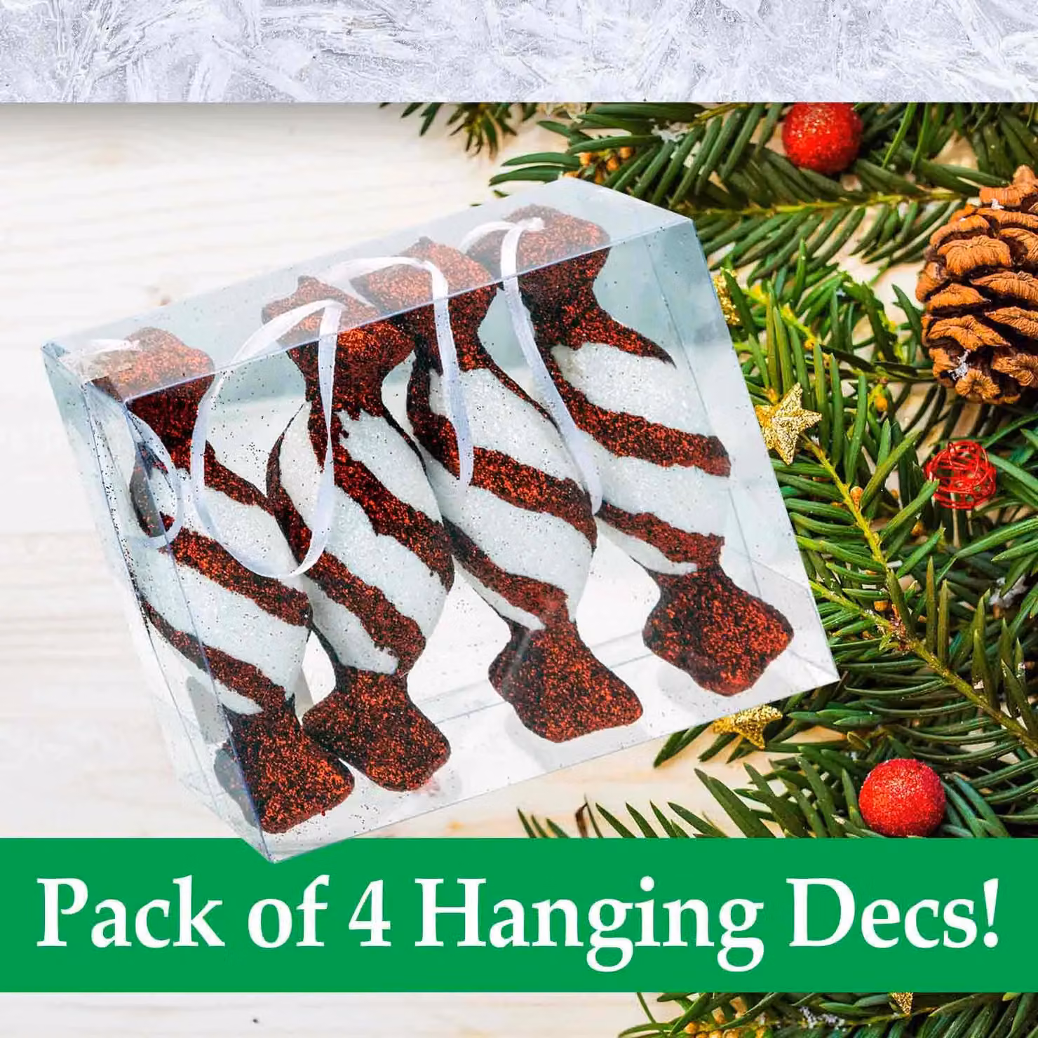 VFM e-Store Candy Cane Hanging Christmas Tree Decorations in Red and White – 2