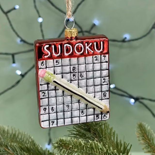 The Alphabet Gift Shop Red Sudoku Glass Christmas Bauble – 1