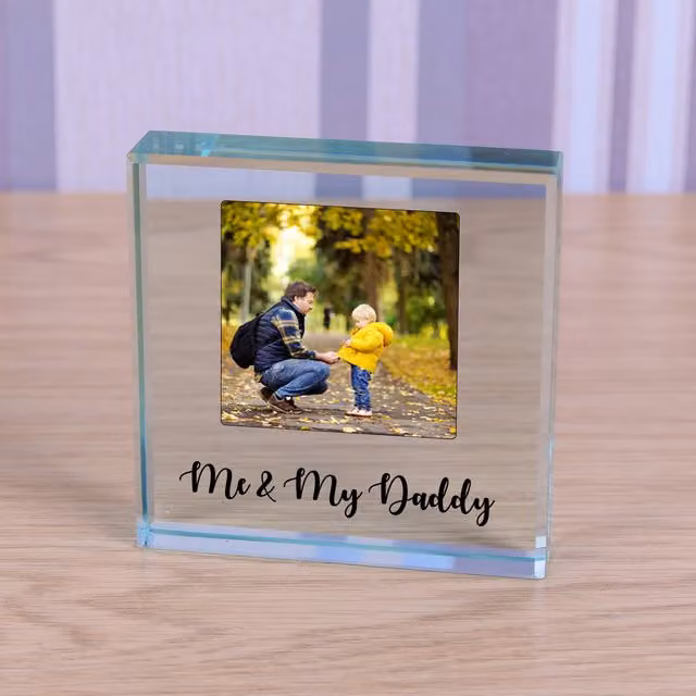 Uniqueful Personalised Me My Daddy Glass Token in Transparent and Beige for Father's Day