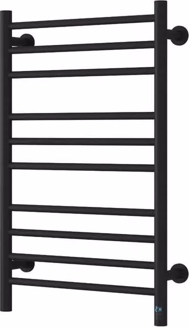Bathroom Kingdom Arnage Matt Black Straight Heated Towel Rail, W: 50 cm, H: 80 cm