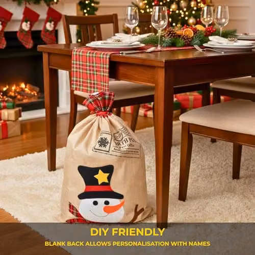 Shatchi Large Santa Sack Christmas Stocking in Brown Hessian, W/H: 70 x 50 cm – 6