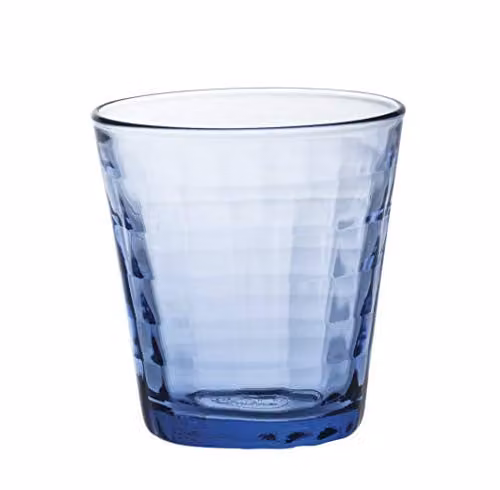 Duralex Prisme Blue Geometric Glass Tumblers, 220ml, Pack of 4