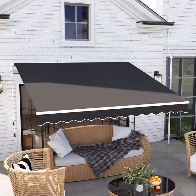 Outsunny Manual Garden Patio Awning in Black, W: 295 cm x D: 250 cm