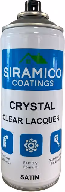 SIRAMICO COATINGS Crystal Clear Lacquer Multi-Surface Paint, Clear Satin Finish, 400 ml – 1
