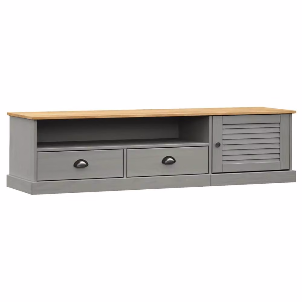Berkfield Home VIGO Grey TV Cabinet in Solid Waxed Pine, W/D/H: 156 x 40 x 40 cm – 3
