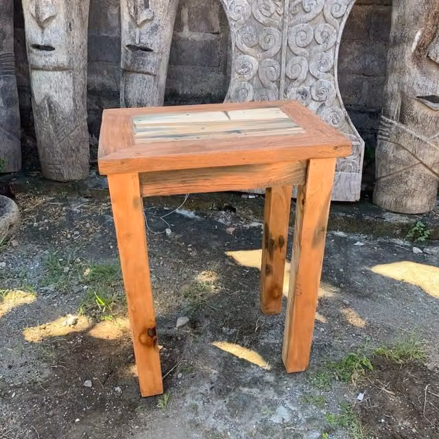 KDMK Handmade Recycled Teak Tall Display Table in Brown