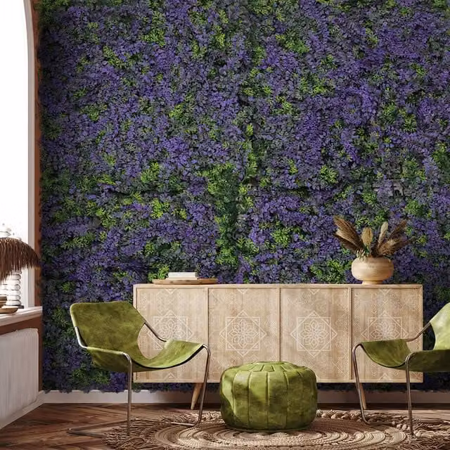 Livingandhome Artificial Green Plant Landscape Fake Grass Lawn Background in Purple