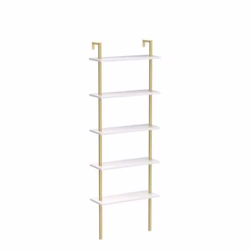 DECOROTIKA Paulina Industrial 5-Tier Bookshelf in Gold and White – 3