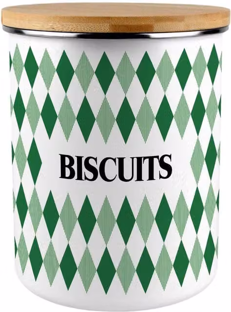 Purely Home Green Argyle Print Extra Large Metal Biscuit Tin