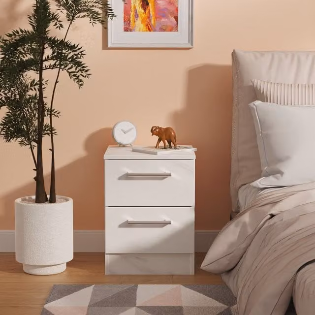 Ready Assembled 2 U Cornwall 2 Drawer Bedside Cabinet in Off-White – 1