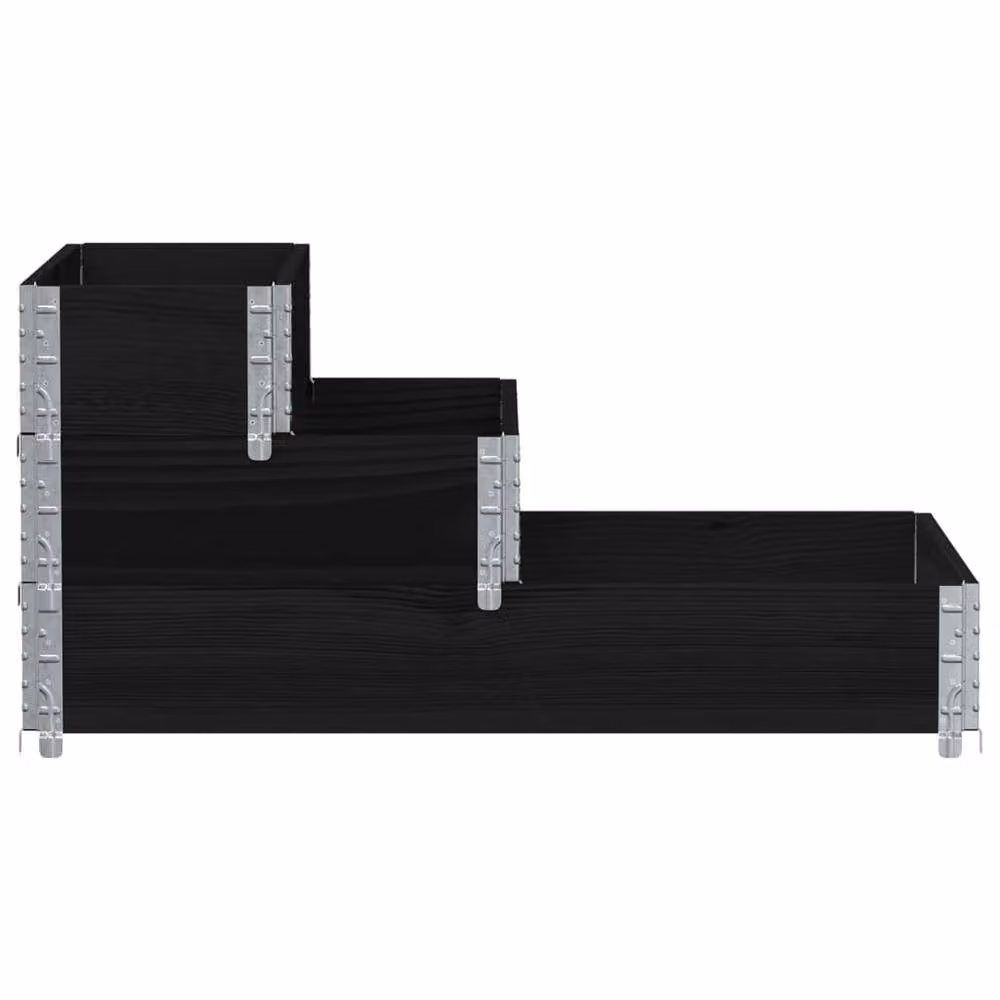 Berkfield Home 3-Tier Raised Bed in Black Solid Wood and Galvanised Steel, W: 120 cm, D: 80 cm, H: 60.5 cm – 3