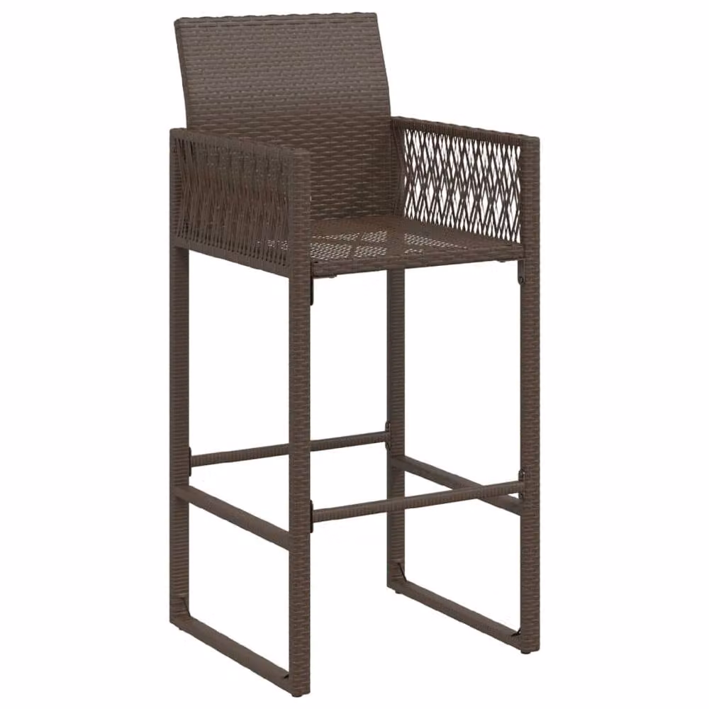 Berkfield Home Modern Brown Poly Rattan and Steel Garden Bar Stools, Set of 2 – 4