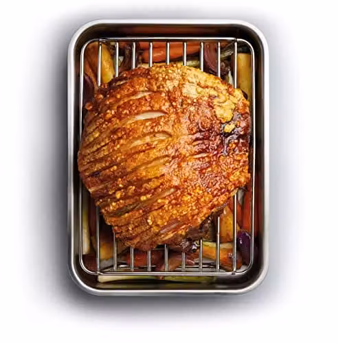MasterClass Stainless Steel Rectangular Roasting Rack, Silver, W: 32 cm, D: 23.5 cm, H: 8 cm