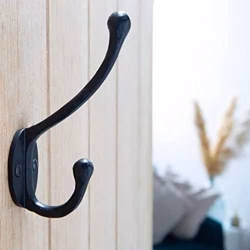 Hammer and Tongs Rounded Hat and Coat Hook, Matt Black Iron, Pack of 10, W: 3.5 cm, H: 12.5 cm – 4