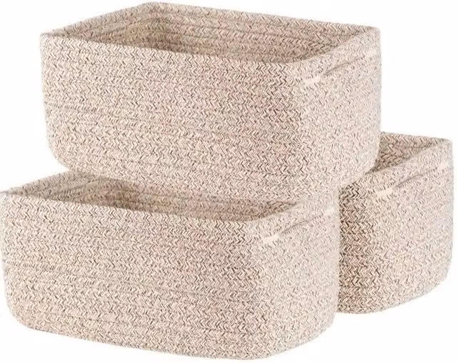 FLAVORA Woven Rope Storage Baskets Multi Pack in Brown and Beige