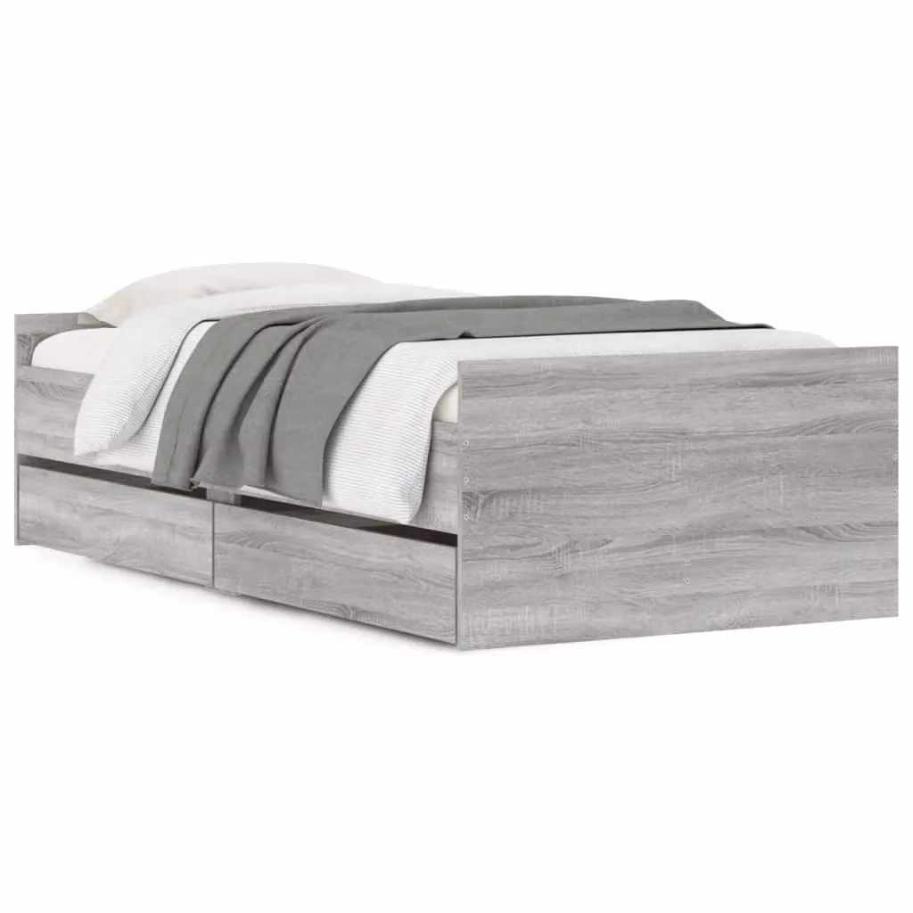 Berkfield Home Single Bed Frame with Drawers, Grey Sonoma, W/D/H: 90 x 190 cm – 2