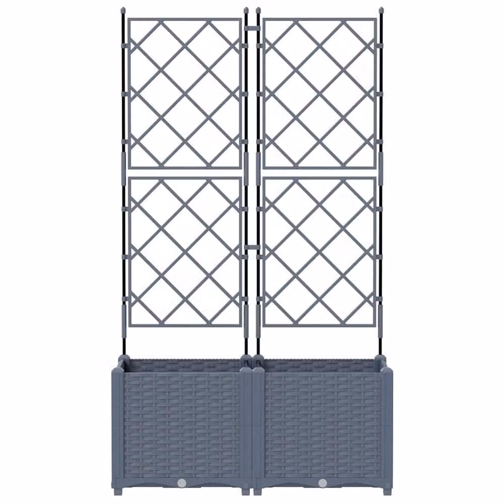 Berkfield Home Garden Planter with Trellis, 2 Pieces, Grey, W: 80 cm, D: 40 cm, H: 143 cm – 4