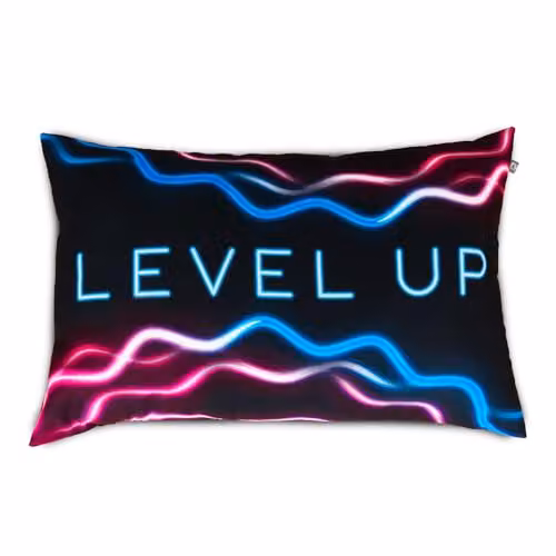 rucomfy Beanbags Level Up Gaming Bolster Cushion, Multicolour Graphic Print, W/D/H: 60 x 40 x 40 cm
