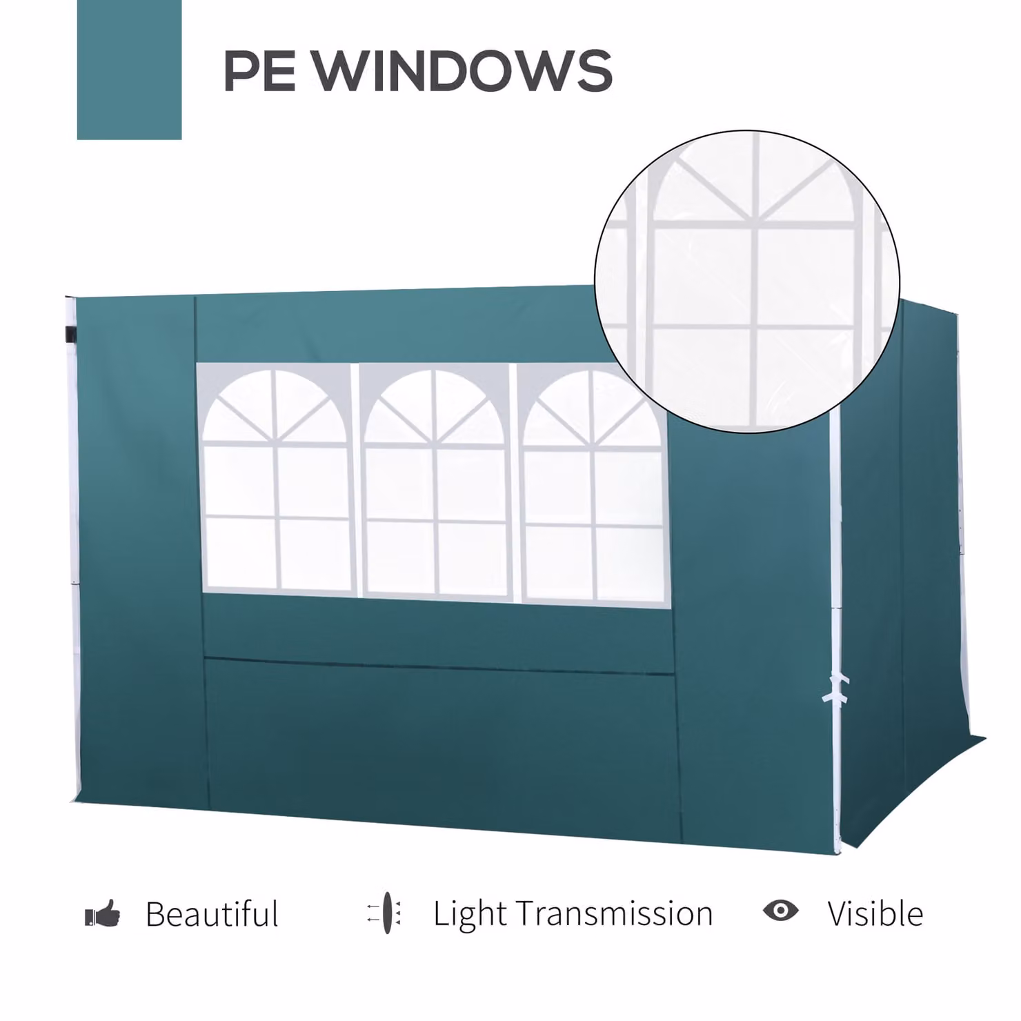 Outsunny Green 3m Gazebo with Exchangeable Side Panel, W: 300 cm, D: 200 cm, H: 200 cm – 4