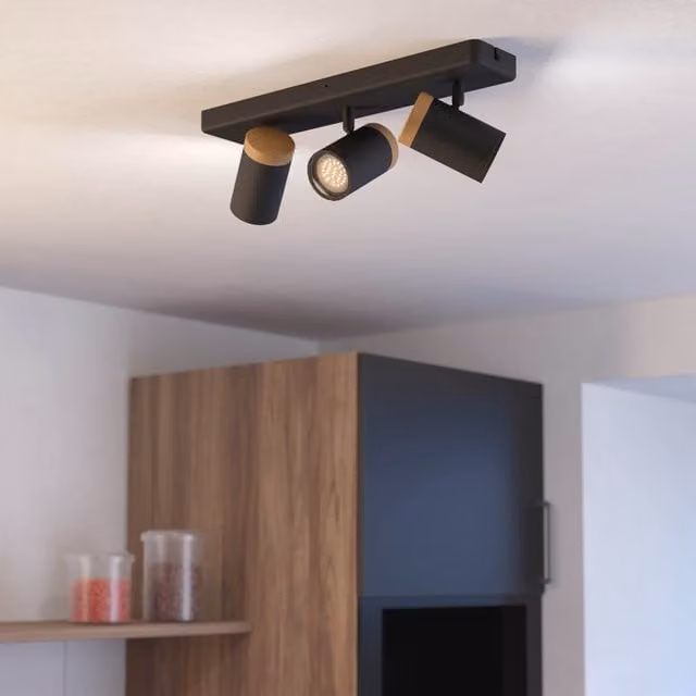 Eglo Consuma 3-Light Modern Bathroom Spotlight in Black and Brown