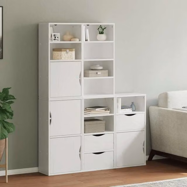 Berkfield Home ODDA Side Cabinets, 5 Piece Set in White Solid Wood Pine, W/D/H: 40 x 24 x 79 cm – 1