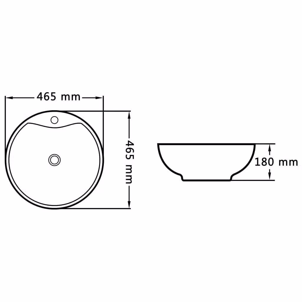 Berkfield Home Round Ceramic Countertop Wash Basin with Overflow, Black, W: 46.5 cm, D: 18 cm – 4