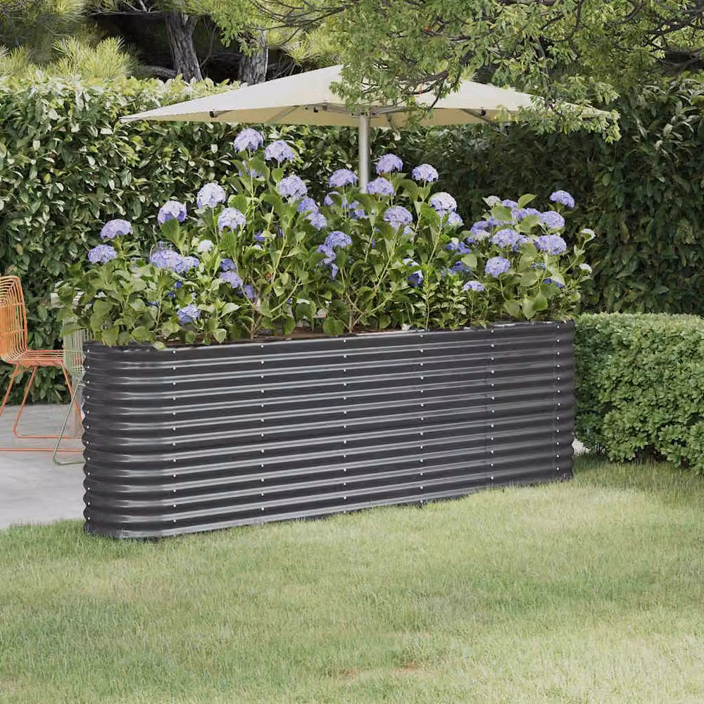 Berkfield Home Garden Powder-coated Steel Raised Bed in Anthracite, W/D/H: 224 x 40 x 68 cm – 2