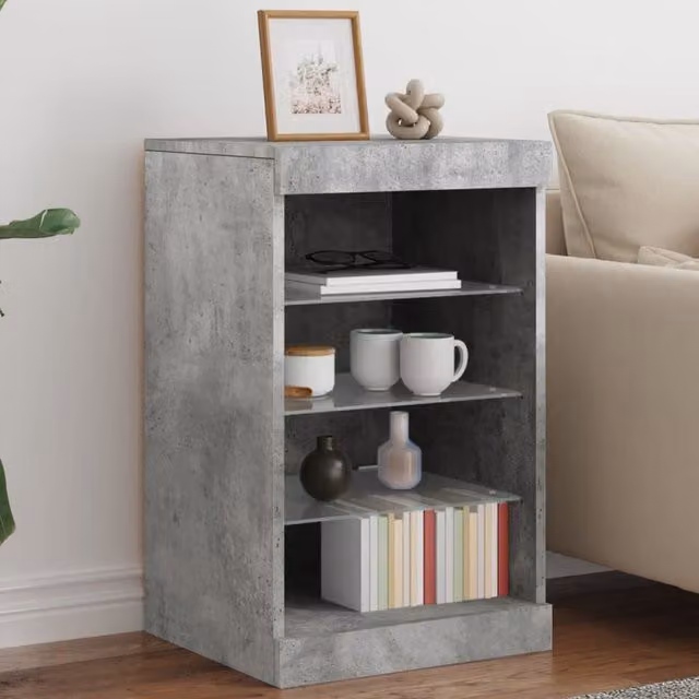 Berkfield Home Modern Sideboard with Integrated LED Lights in Concrete Grey, W/D/H: 41 x 37 x 67 cm – 1