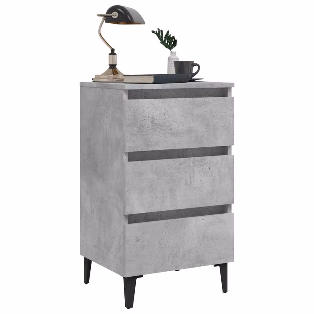 Berkfield Home Bed Cabinet with Metal Legs in Concrete Grey, W/D/H: 40 x 35 x 69 cm – 3