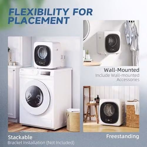 HOMCOM Vented Freestanding Tumble Dryer, 4kg Capacity, White – 6