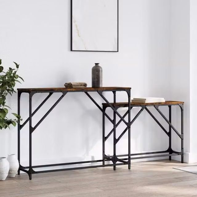 Berkfield Home Nesting Console Tables, Set of 2, Smoked Oak Brown Engineered Wood – 1