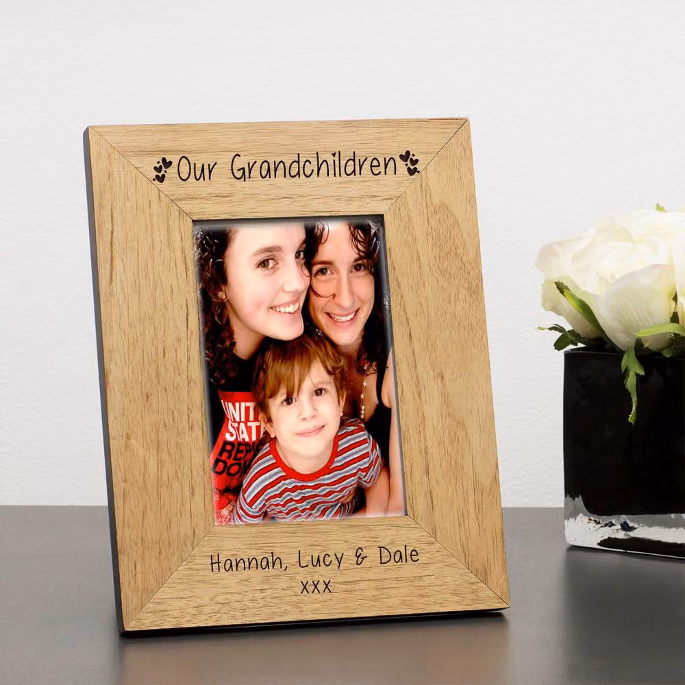 Uniqueful Personalised Our Grandchildren Wood Picture Frame, Brown, W/H: 10 x 15 cm – 2