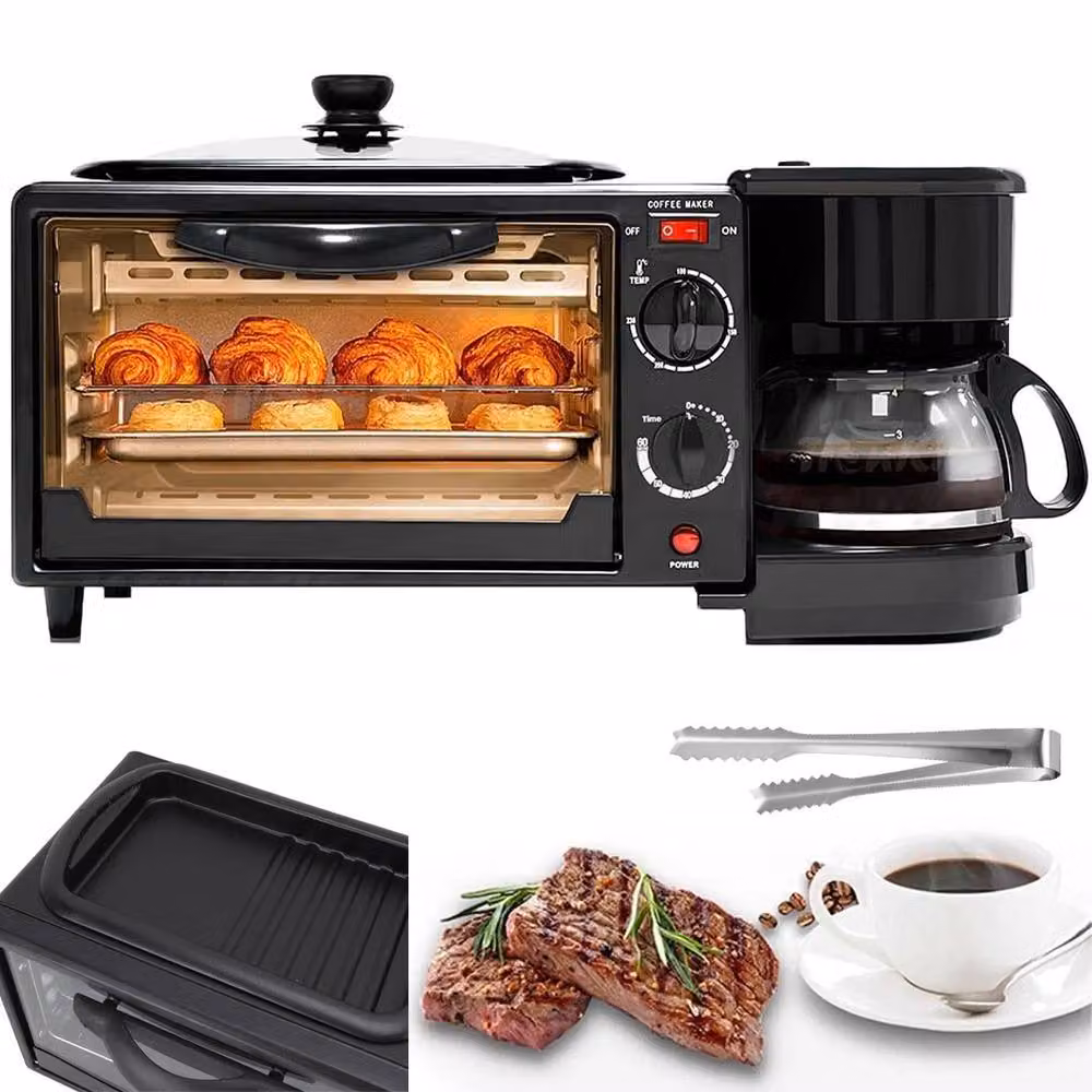Ventryn 3-in-1 Breakfast Machine with Non-Stick Griddle and Coffee Maker in Black – 4