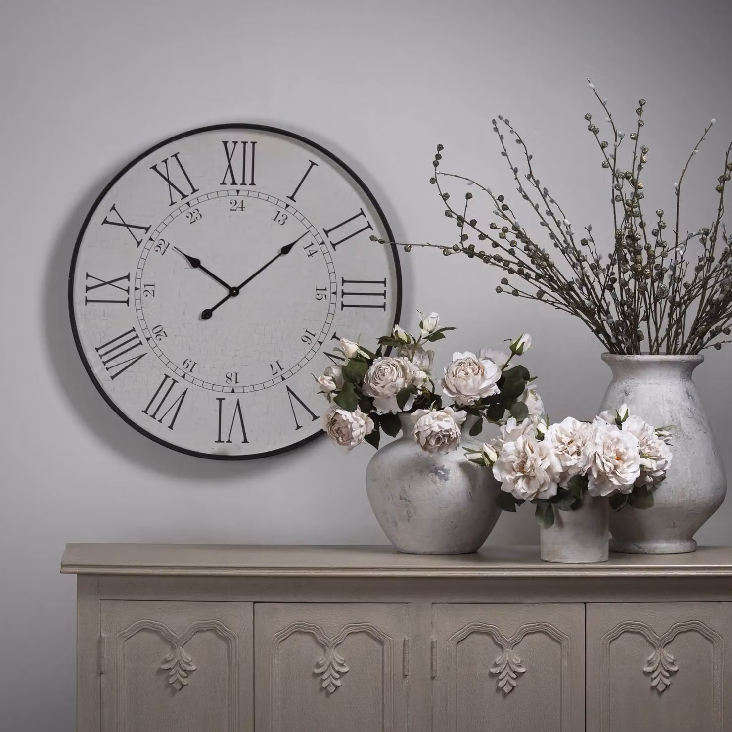 Love Lace Large Embossed Round Analog Wall Clock in White – 2