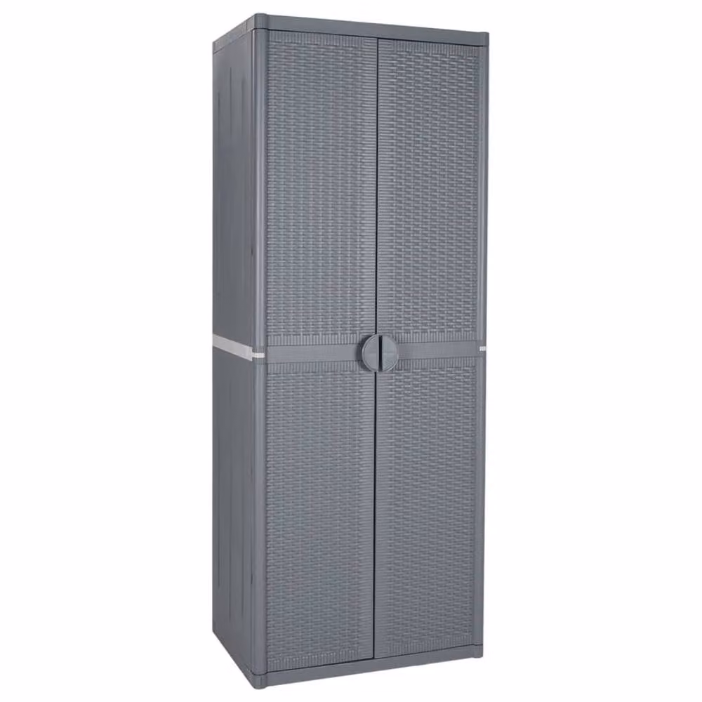 Berkfield Home Grey PP Rattan Garden Storage Cabinet W/D/H: 65 x 45 x 172 cm – 2