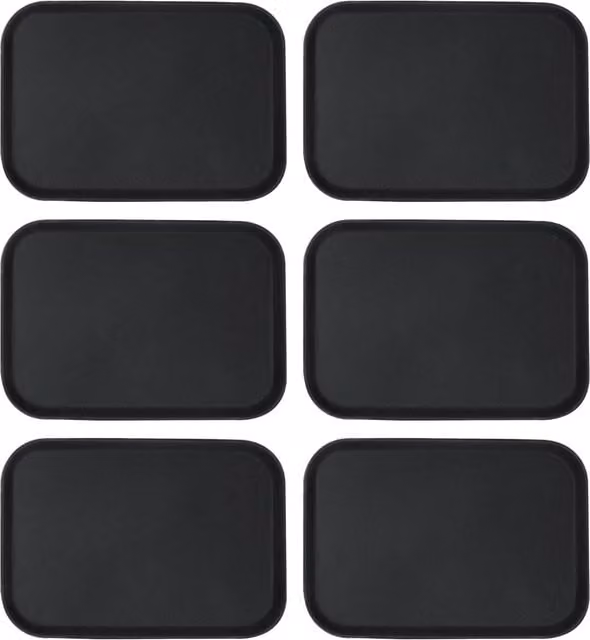 Argon Tableware Pack of 6 Black Non-Slip Rectangular Serving Trays, W: 66 cm, D: 45.5 cm – 1