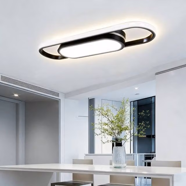 INMTFEI Modern Black Oval LED Ceiling Light, Dimmable and Adjustable Flush Mount Lamp – 1