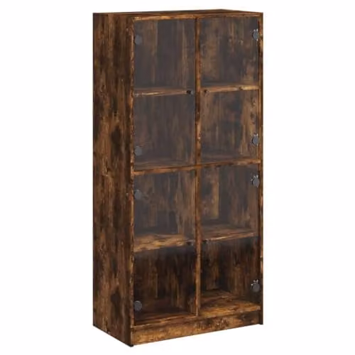 vidaXL Modern Smoked Oak Highboard with Doors and Storage for Hallway or Living Room