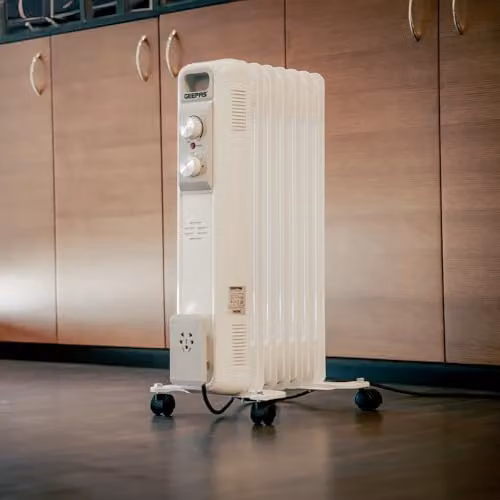 Geepas 1500W White Freestanding Oil Filled Radiator with Thermostat and Overheat Protection – 2