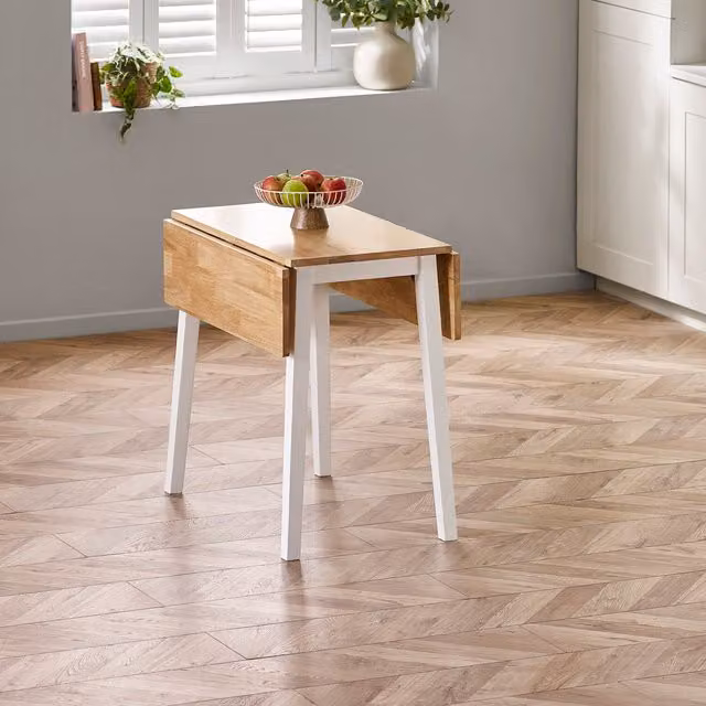 Julian Bowen Linwood Square Oak Drop Leaf Dining Table in White