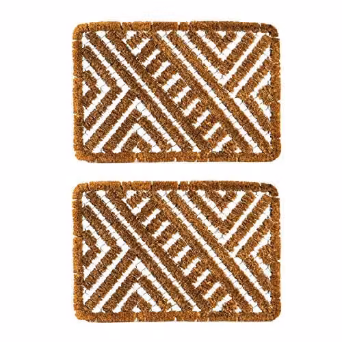 Nicola Spring Coir Scraper Doormat Set of 2, Brown, W/D: 60 x 40 cm