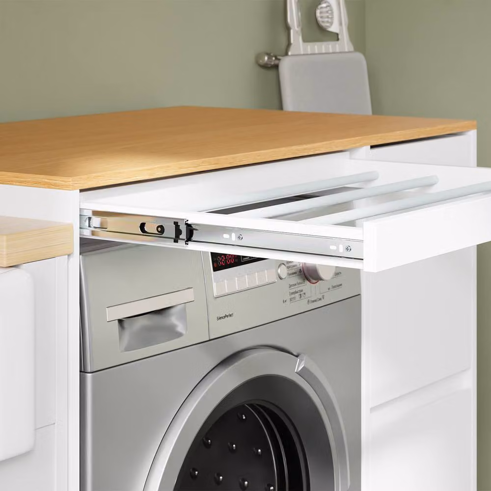 SoBuy White Metal Laundry Cabinet with Pull-Out Drying Rack – 3