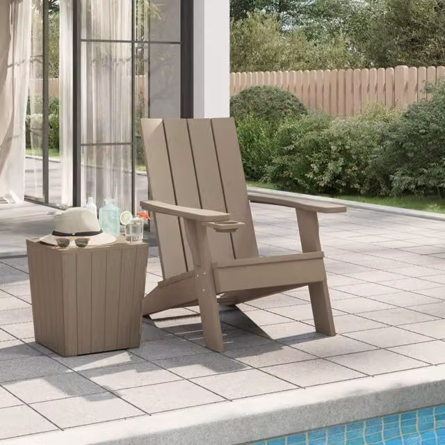Berkfield Home Garden Adirondack Chair in Light Brown Polypropylene, W/D/H: 75 x 88.5 x 89.5 cm – 1